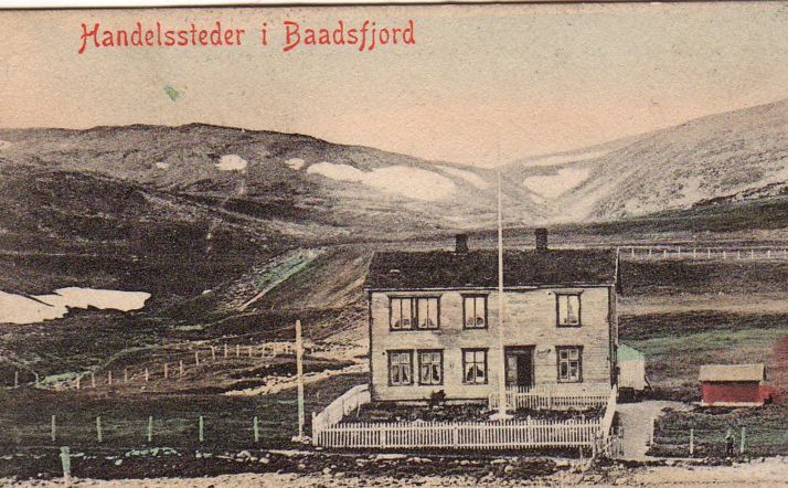 Postkort fra Båtsfjord stemplet Vardø i 1910 og sendt til Trondheim.